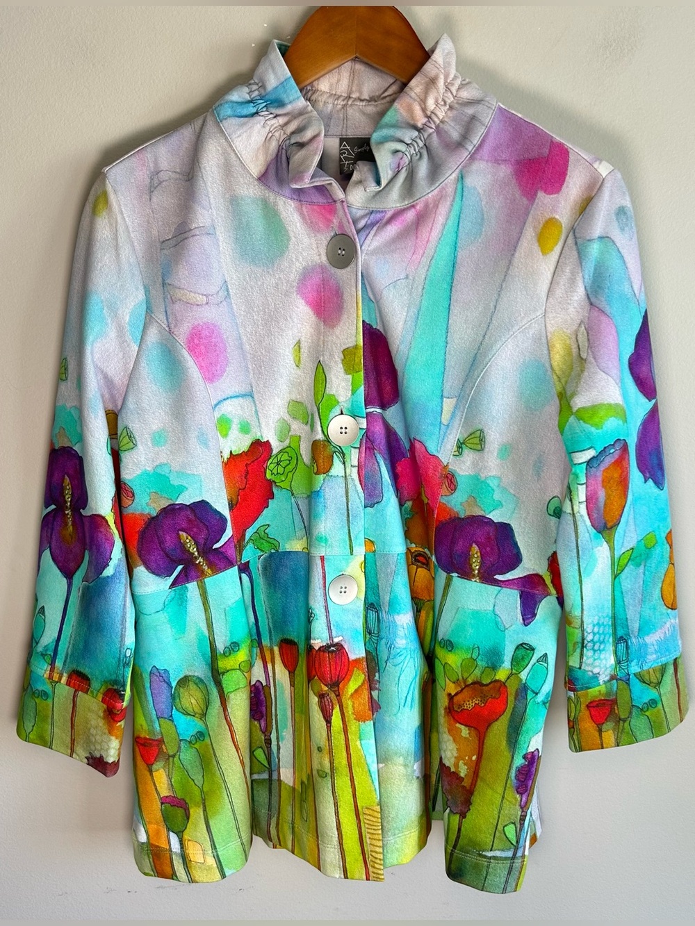 Simply Art Dolcezza Button Up Shirt Jacket Style 20468 Poppy Chris Cozen Size M